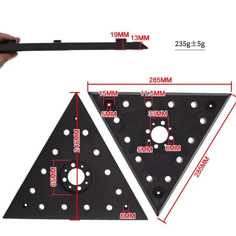 285*285*285MM Triangle Hook and Loop Replacement Pad 1Pcs Multi-Holes Dust Free Sanding Pad for Drywall Sander Grinding