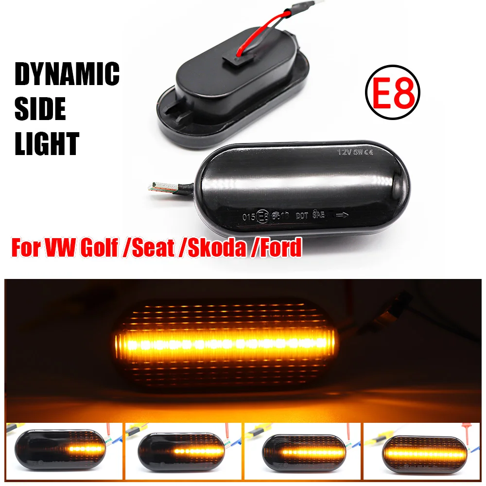 Dynamic Side Marker Light Turn Signal Blinker Lamp For SEAT Leon Ibiza 6L Ford Focus MK2 VW Golf 3 4 Lupo Passat Polo 6N 9N Bora