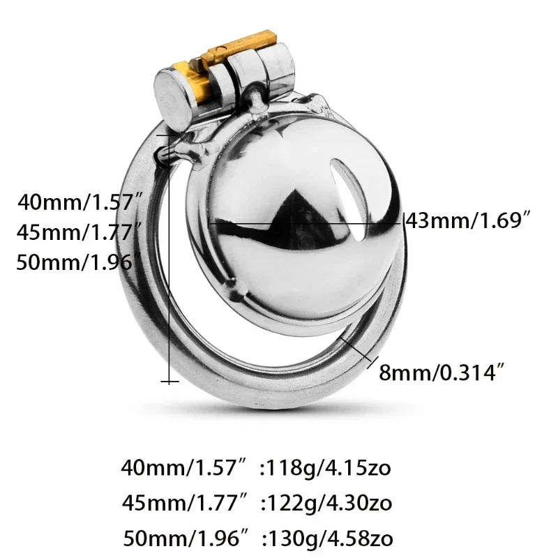 Männliches kleines Halbkugel-Keuschheitsgerät aus Metall, 2 Verriegelungsmethoden, Peniskäfig, Anti-Entgleisung, Keuschheitsgürtel, fester Gürtel, Sexspielzeug für Erwachsene