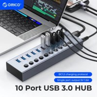 ORICO Powered USB Hub Splitter Socket with Multi USB 3.0 Port Slot Plug On-Off Key Switch Dock Power Strip Adapter for PC Lapto