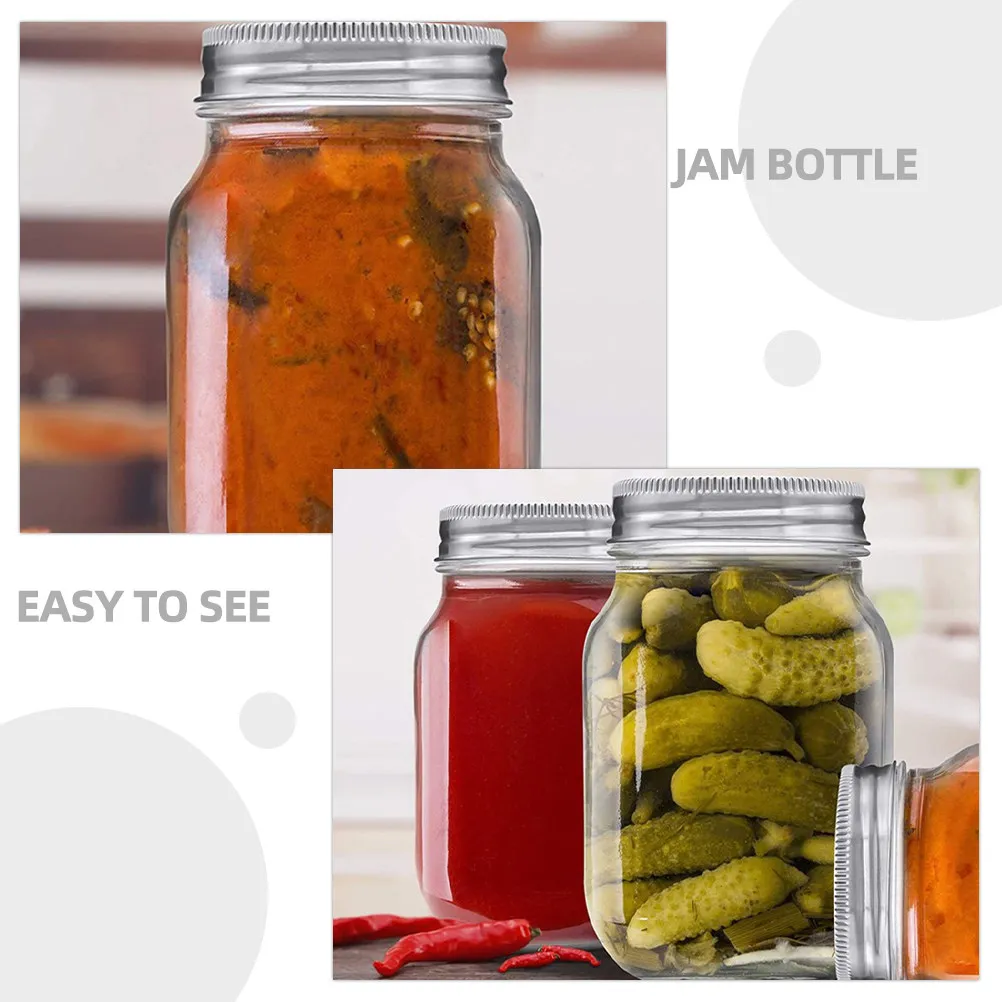 

Набор из 6 стеклянных банок с широким горлом и гладкой поверхностью, герметичные контейнеры для хранения джема, меда, сиропа, консервов, салатов
