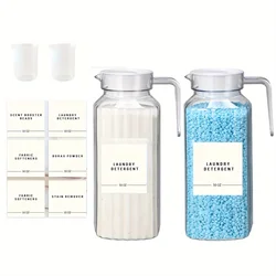 2 Pcs Laundry Detergent Dispenser Fabric Softener Dispenser Organizer Box with Measuring Cups Laundry Soap Bleach Container