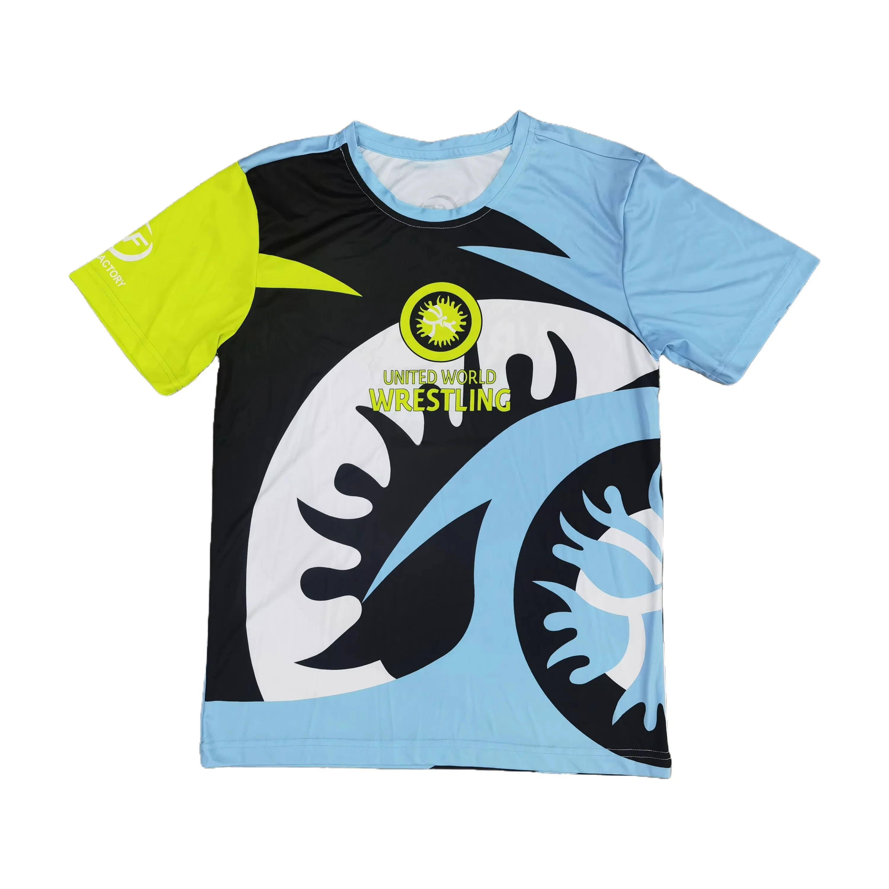 2026 Herren & Kinder United World Wrestling Trainings-T-Shirt Schwarz mit Volldruck, Kurzarm-Oberteil, Ideal für Wrestling-Training & Fitness – Detail 9