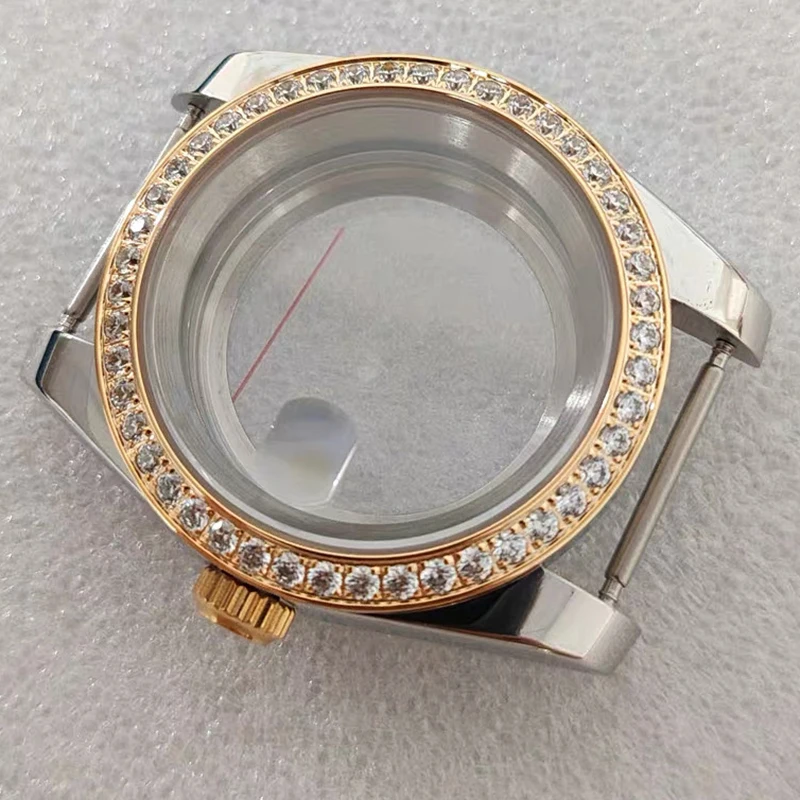 316L الفولاذ المقاوم للصدأ 36 مللي متر/39 مللي متر الفضة/الذهب/روزالذهب الماس الياقوت ساعة زجاجية مكبرة تناسب حركة NH35/NH36