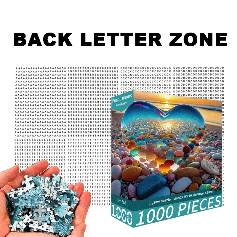 هدايا عيد الميلاد للبالغين: أحجية الصور المقطوعة للبالغين مكونة من 1000 قطعة: أحجار قلب على الشاطئ، مقاس كبير 70 × 50 سم (27.5 × 19.7 بوصة) #2