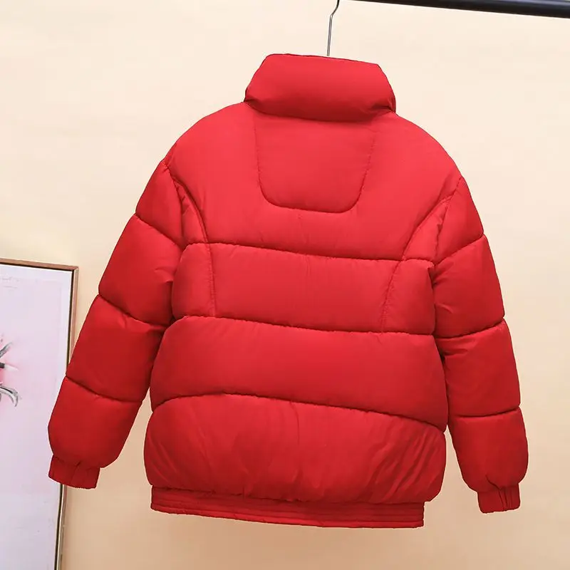 Women's Autumn Winter Top Coat Cotton Coat Stand-up Collar Thickened Simple Comfortable Casual Design New Niche Versatile Skinny