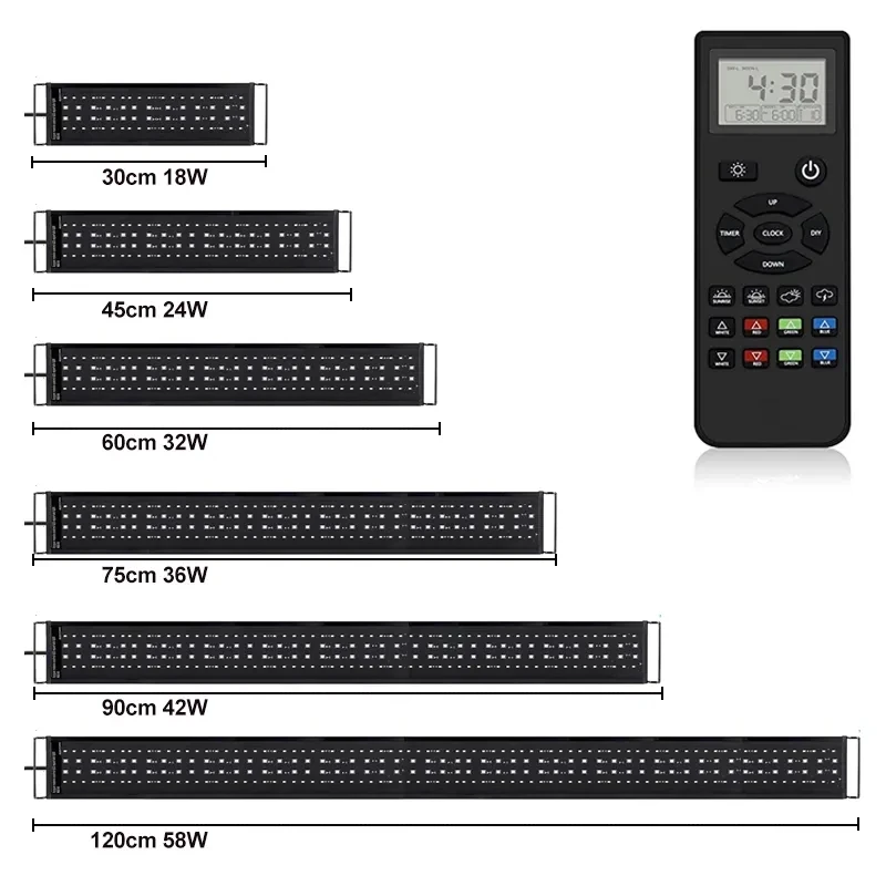 Bezprzewodowy pilot zdalnego sterowania 24/7 Smart WRGB LED Grow Fish Aquarium Light pełne spektrum do akwarium na żywo rośliny 12-48 cali