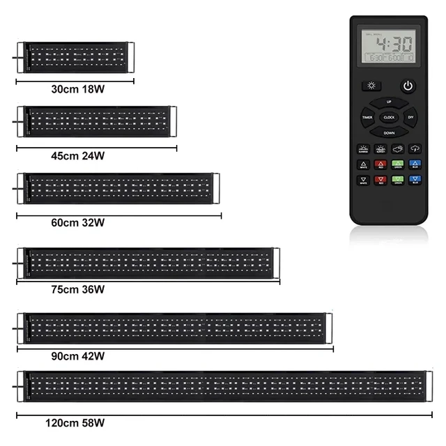 Bezprzewodowy pilot zdalnego sterowania 24/7 Smart WRGB LED Grow Fish Aquarium Light pełne spektrum do akwarium na żywo rośliny 12-48 cali