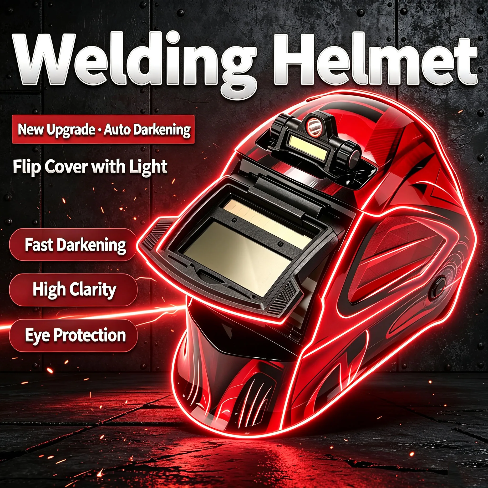 True Color Auto Darkening Welding Helmet Solar Powered with 4 Sensors Shade 4/5-9/9-13 for TIG MIG MMA - 1/1/1/2