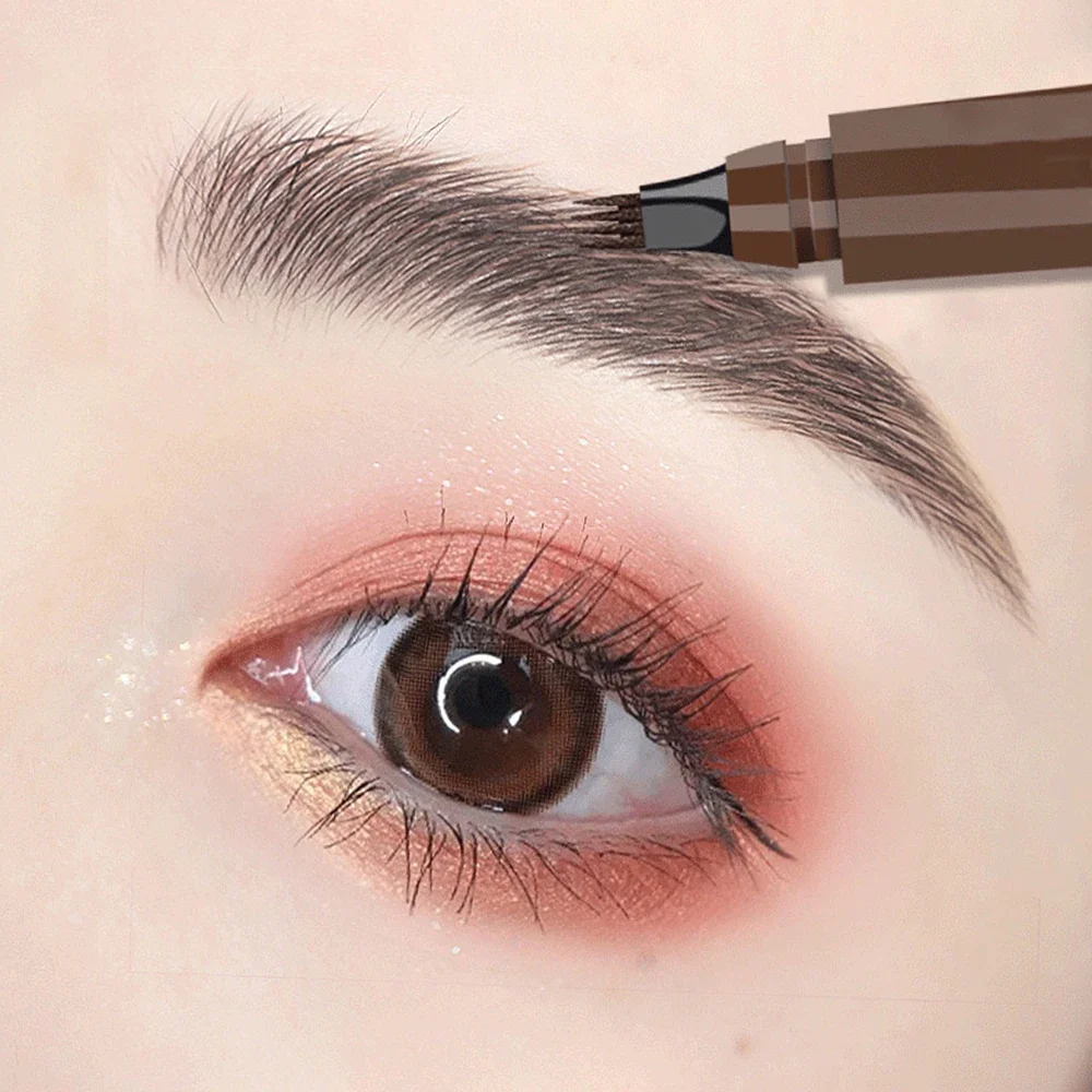 Four-pronged Eyebrow Pencil Eyebrow Pen Waterproof 4 Fork Tips Eyebrow Tattoo Pencil Long Lasting Anti-smudged Eyebrow Pencils