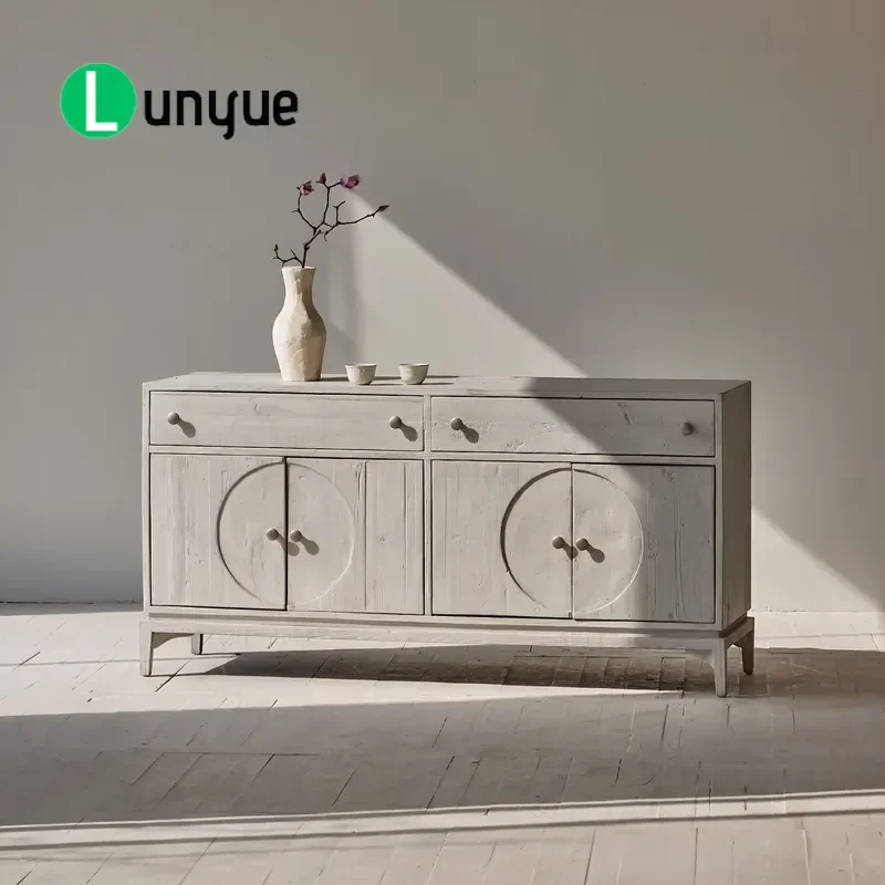Wabi Sabi French Retro Recycled Pine Sideboard Elegant Living Room Cabinet Interior Decoration Furniture Storage Console