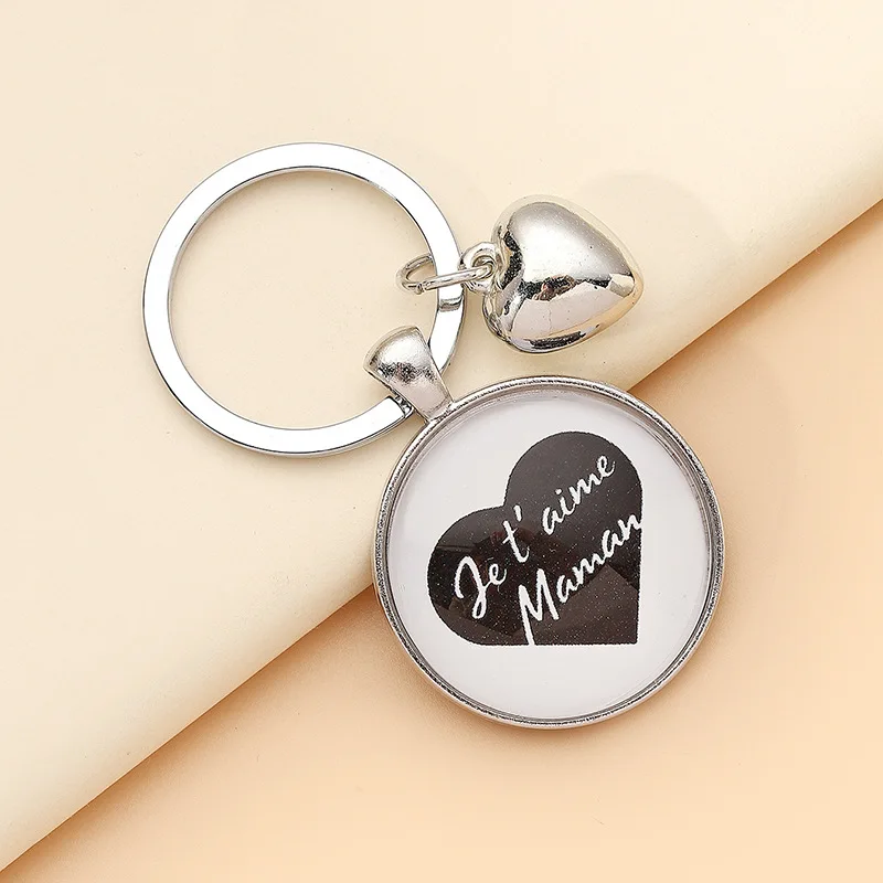 Fashionable Mother Day Mother Daughter Family Key Ring Glass Pendant Key Ring Birthday Gift