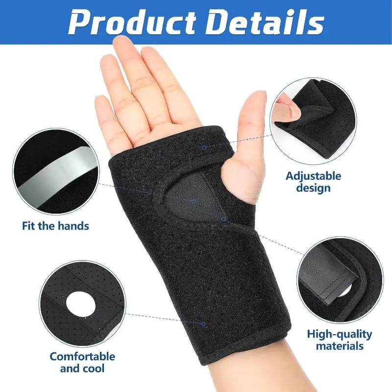 Cushioned Wrist Splint Compression Wrist Brace for Arthritis Carpal Tunnel Pain Relief for Workout Typing Injury Recovery