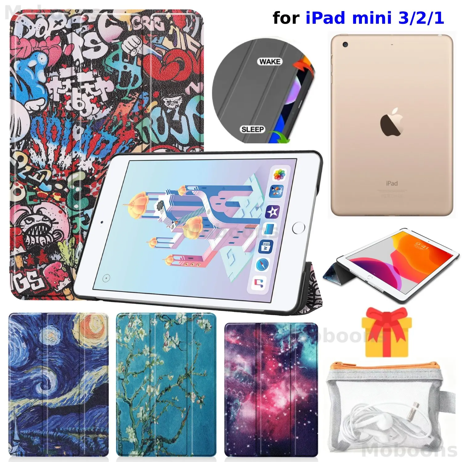 

Чехол для iPad Mini 3/2/1, 7,9 дюйма, тройной смарт-подставка, фолио, магнитный чехол из искусственной кожи с автоматическим режимом сна/пробуждения, iPad mini 2 mini 1 Funda