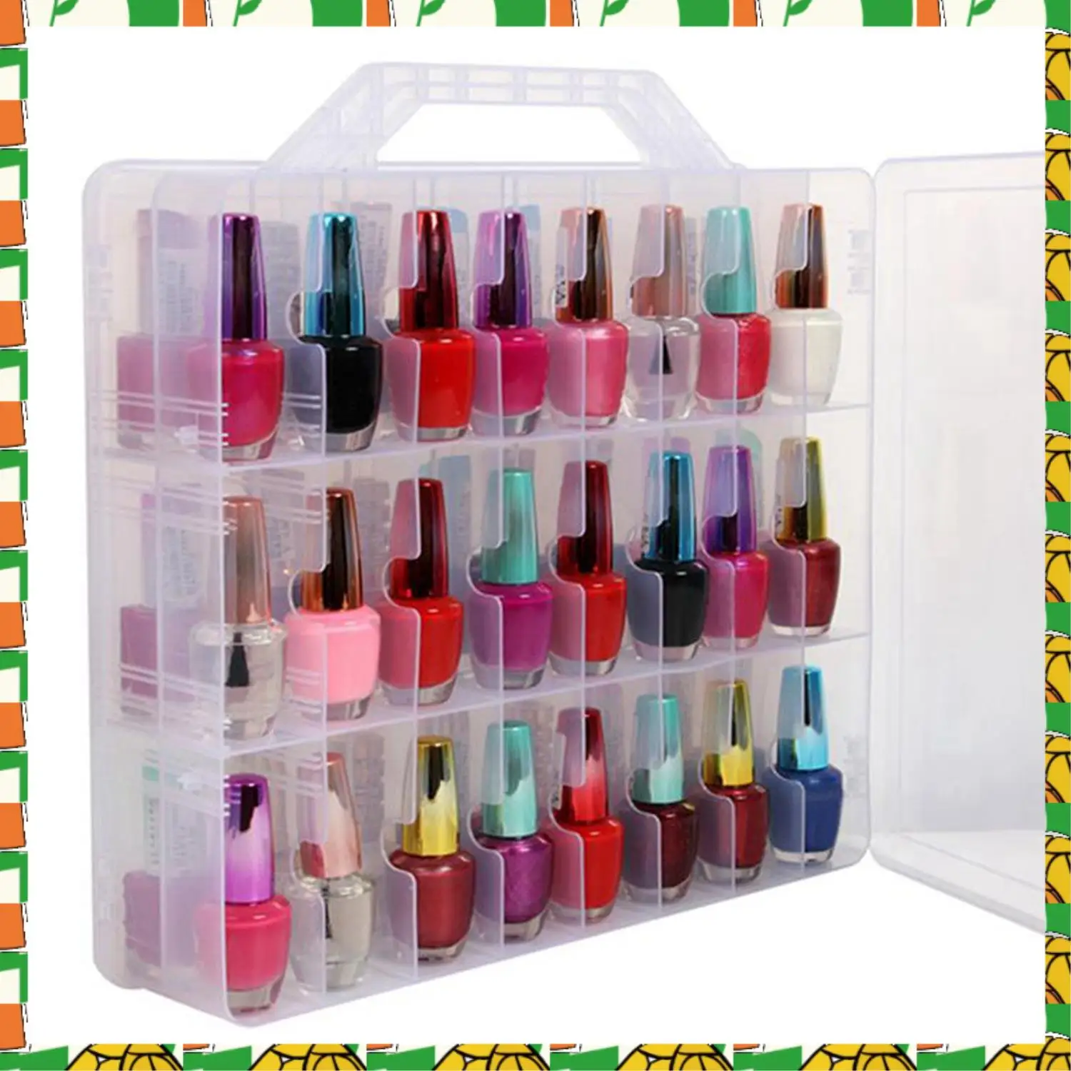 

Professional Tool 48 Cells 2 Layer Nail Polish Organizer Portable Clear Nail Supplies Needlework Storage Box Adjustable Storage