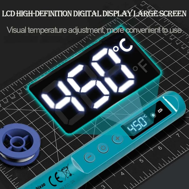 مجموعة لحام USB بشاشة رقمية متعددة الوظائف، تحكم دقيق في درجة الحرارة وأكثر كفاءة، أسود