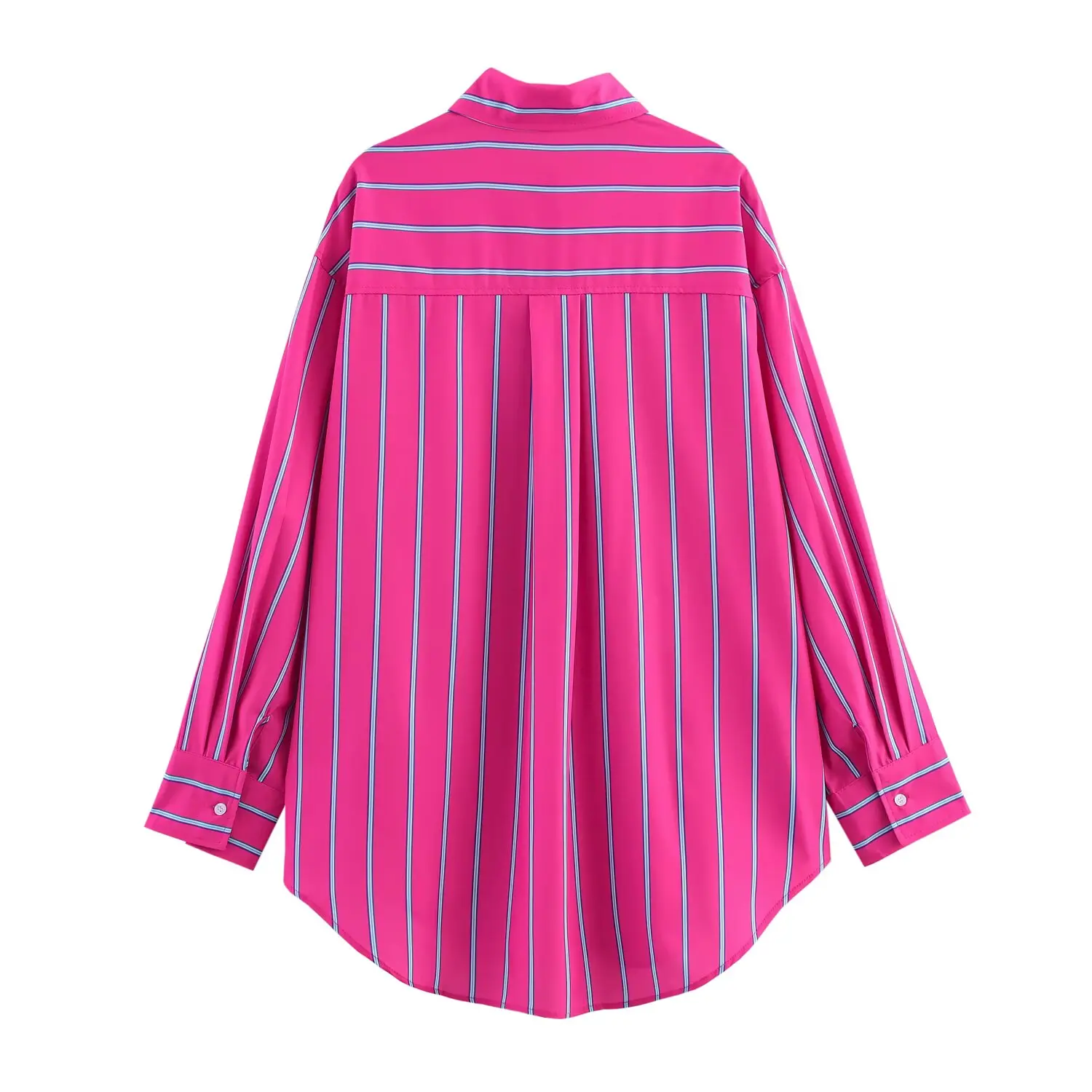 เสื้อเชิ้ตแขนยาวลายทางทรงหลวมสไตล์ยุโรปและอเมริกาแฟชั่นใหม่สำหรับผู้หญิงปี 2025