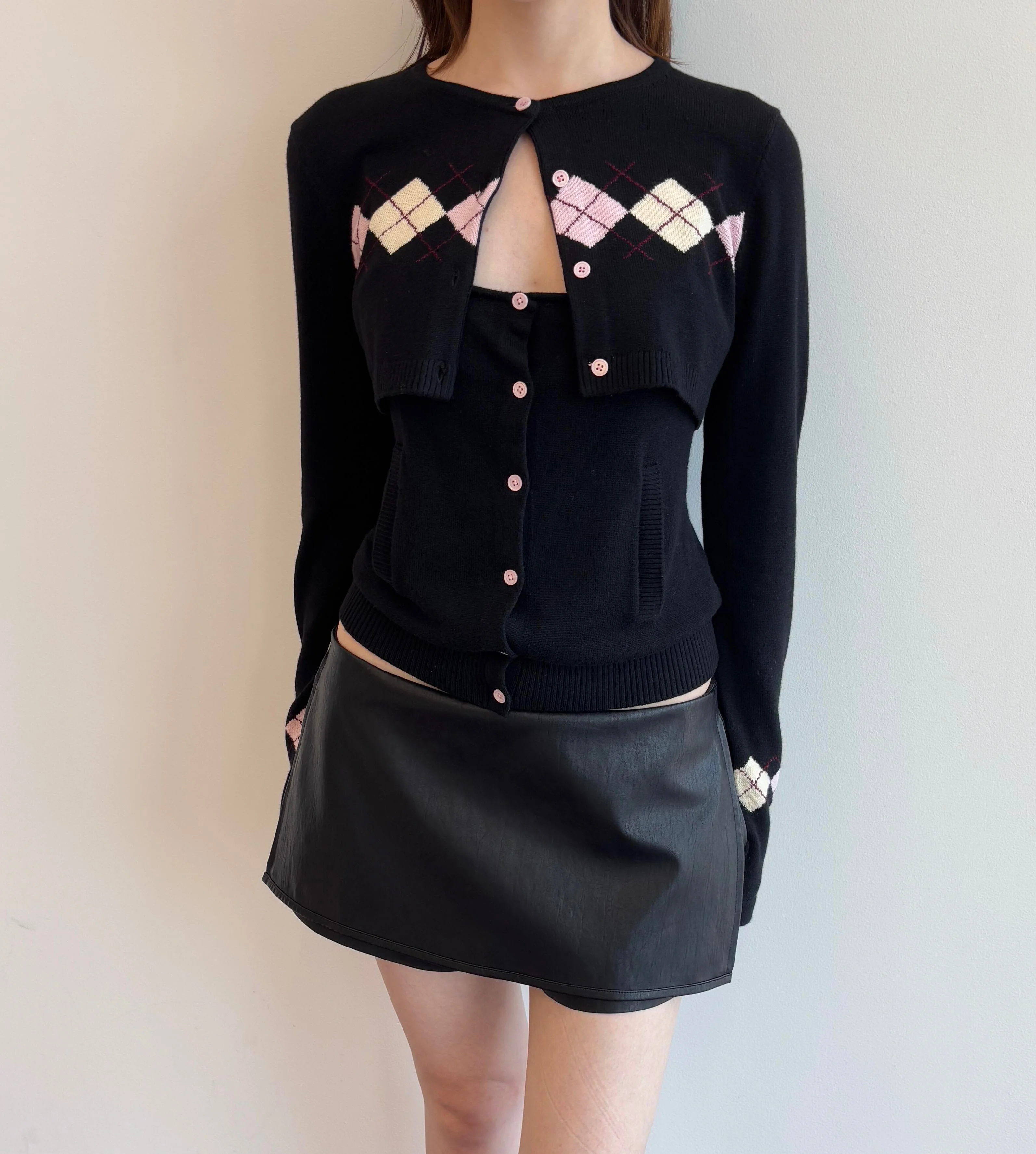 Mini falda pantalón con cremallera lateral bidireccional RA con cremallera lateral cubierta de Pu para mujer