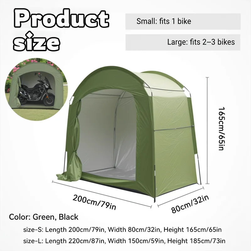 1 Pack Generous Space Bicycle Storage Shed, Side Opening Shelter, Backyard Patio Bike Storage Tent for Multiple Bikes