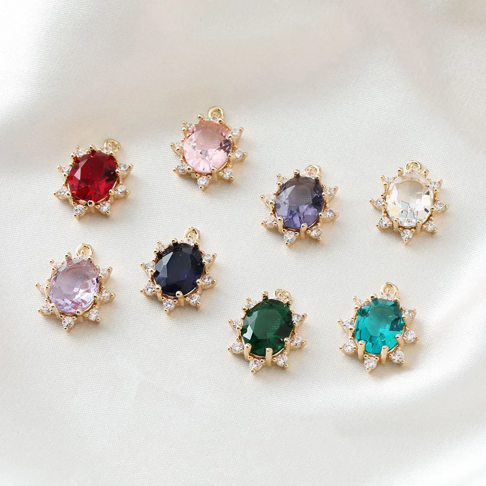 4PCS Vintage Exquisite Zirconia Rhinestones Pendant DIY Making Supplies Jewelry Material Accessories