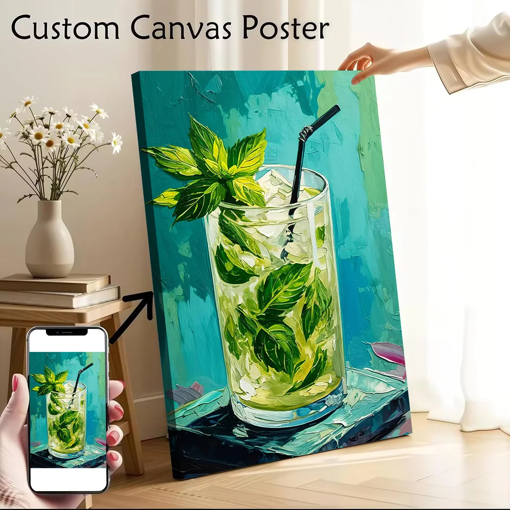 Mint Mojito Painting Canvas Wall Arts Poster Customizable Pictures Printing for Room Modern Home Decoration Ornaments Wand Deko