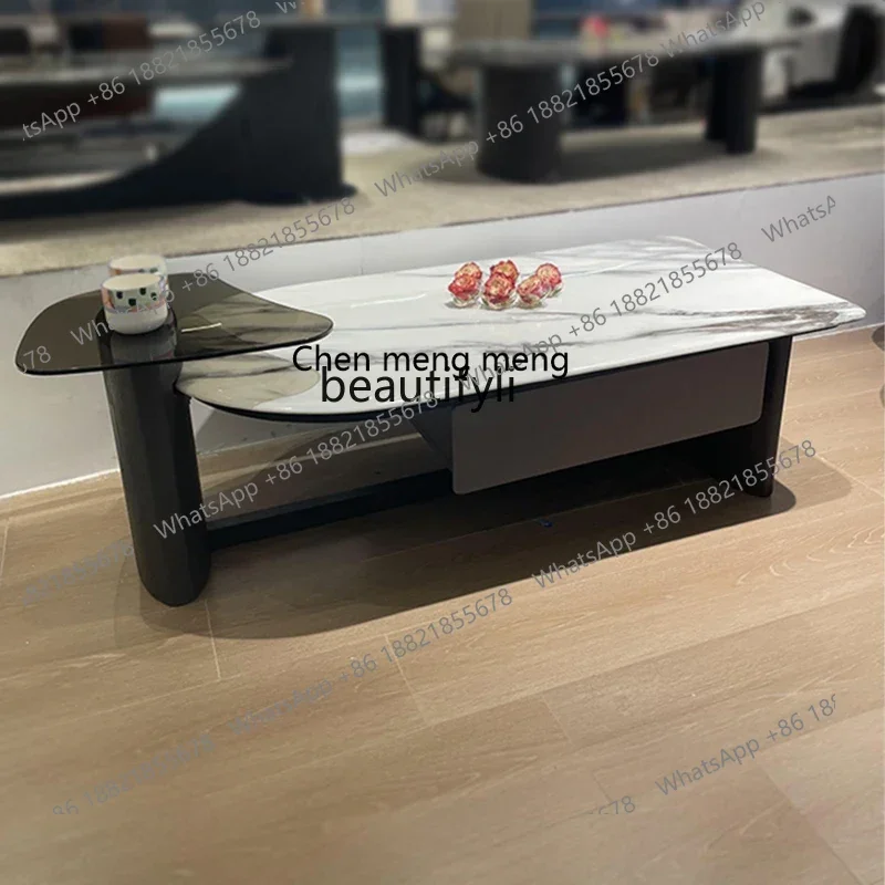 

182Мраморный роскошный каменный журнальный столик для гостиной, бытовой стеклянный светильник, роскошный элитный журнальный столик для маленькой квартиры QQ