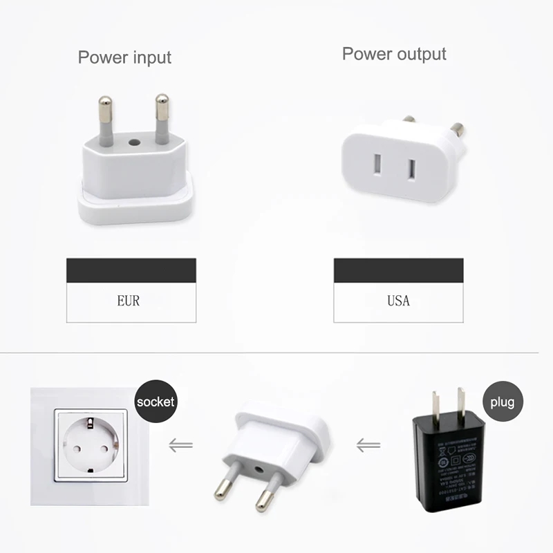 Travel Plug Mini Lightweight 4.8mm France Germany Russia Conversion Adapter Power Supply Mobile Phone Computer Charging Plugs