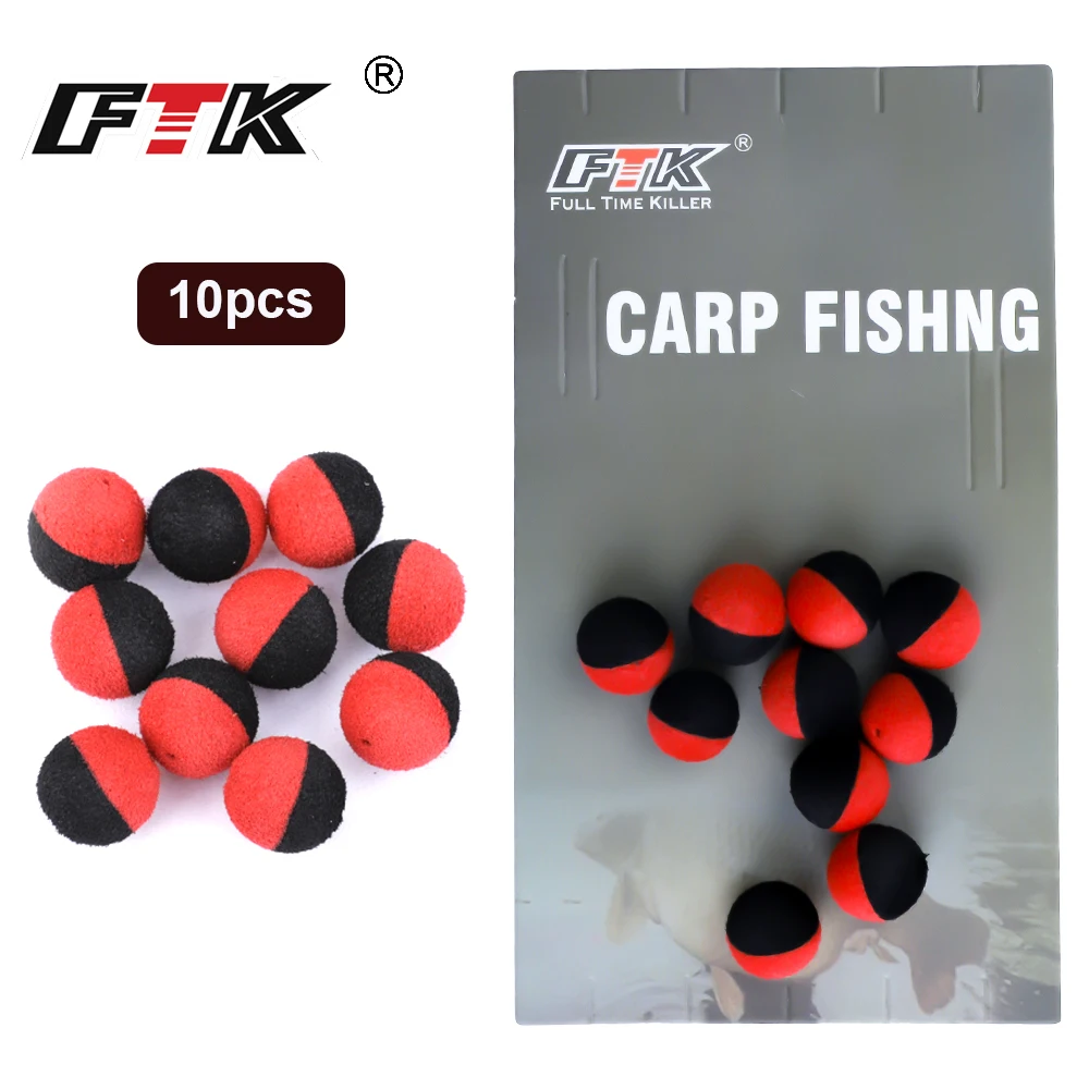 FTK 10PCS Carp Fishing Boilies Bait Duo Foam Pop Up Boilies Ball Imitation Bait for Carp Hair Zig Rig Feeder Fishing