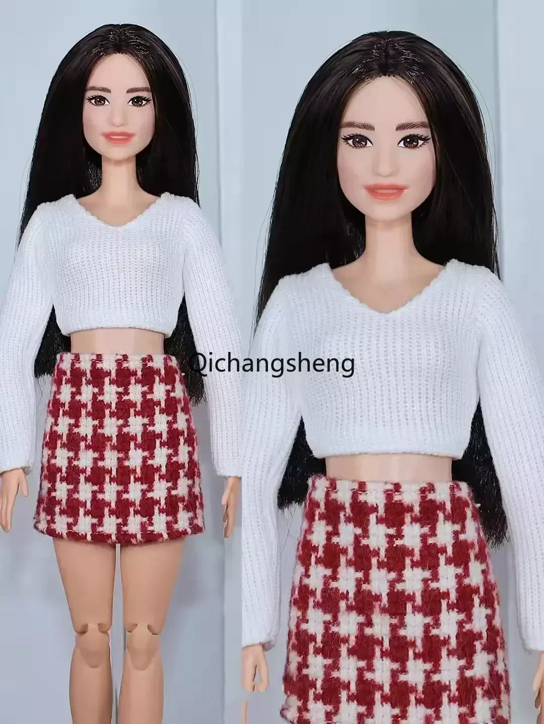 Limited 1/6 Doll Outfits White Purple Knitted Sweater Shirt Skirt for Barbie Dress for Barbie Doll Clothes Accessories Toy 11.5\