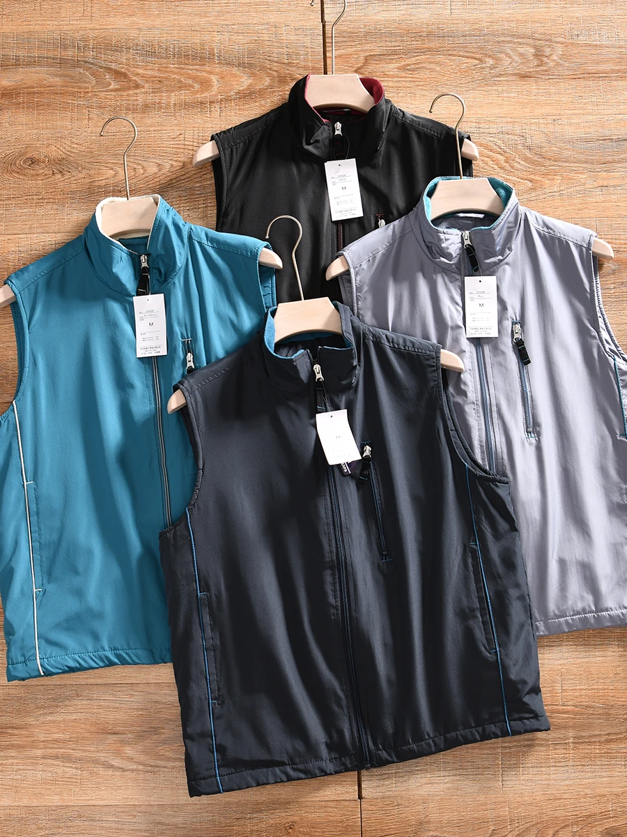 Thickened Fleece Stand Collar Men's Vest Outdoor Sports Jacket Youth Fashion Winter Warm Polyester Casual Vest for Men