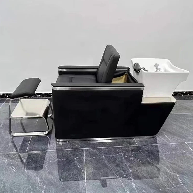 Hair Salon Chair Shampoo Bed Lounge Barbershop Japanese Spa Head Tray Ceramic Basin Washbed Salon Chair Sillas Hair Furniture