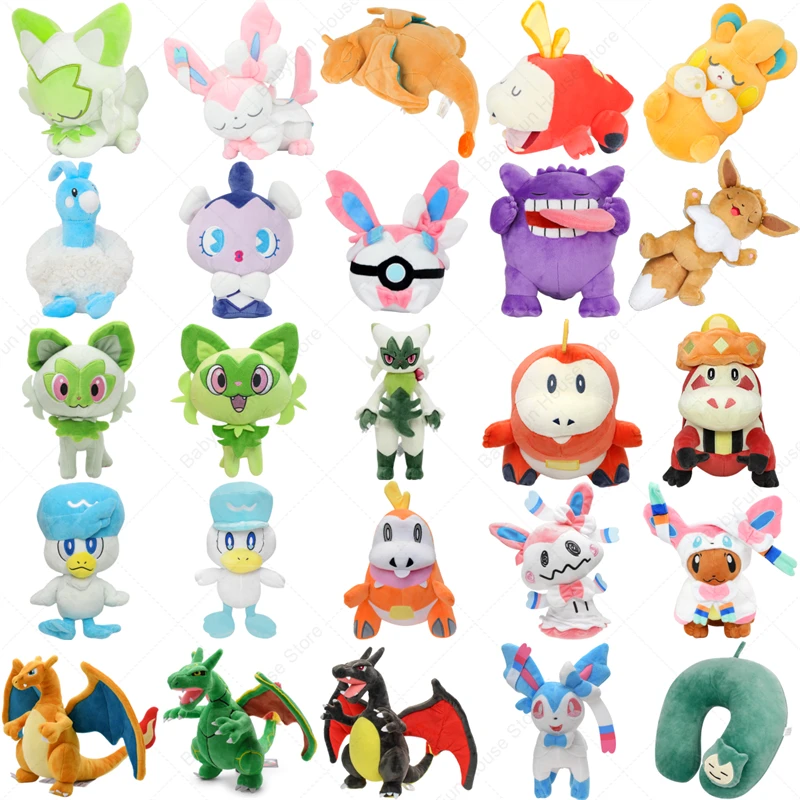 Pokemon Sprigatito Fuecoco Sylveon Charizard Gengar Quaxly Plush Toys Anime Gothita Altaria Pamo Eevee Peluche Dolls Gifts Kids