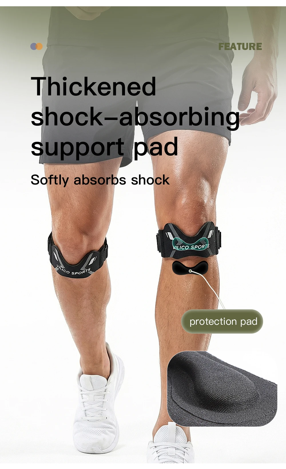 VILICO Verstellbarer Patellasehnen-Stützgurt, Sport-Patella-Stabilisator Kniebandage für Laufen, Basketball, Fitness, Wandern – Detail 5