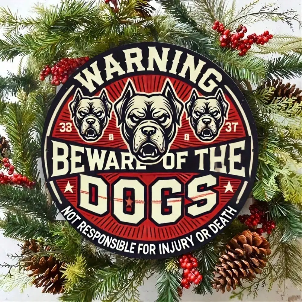 Beware of Dog Sign, 8x8 Inch Reflective Metal Warning Sign for Yard with 