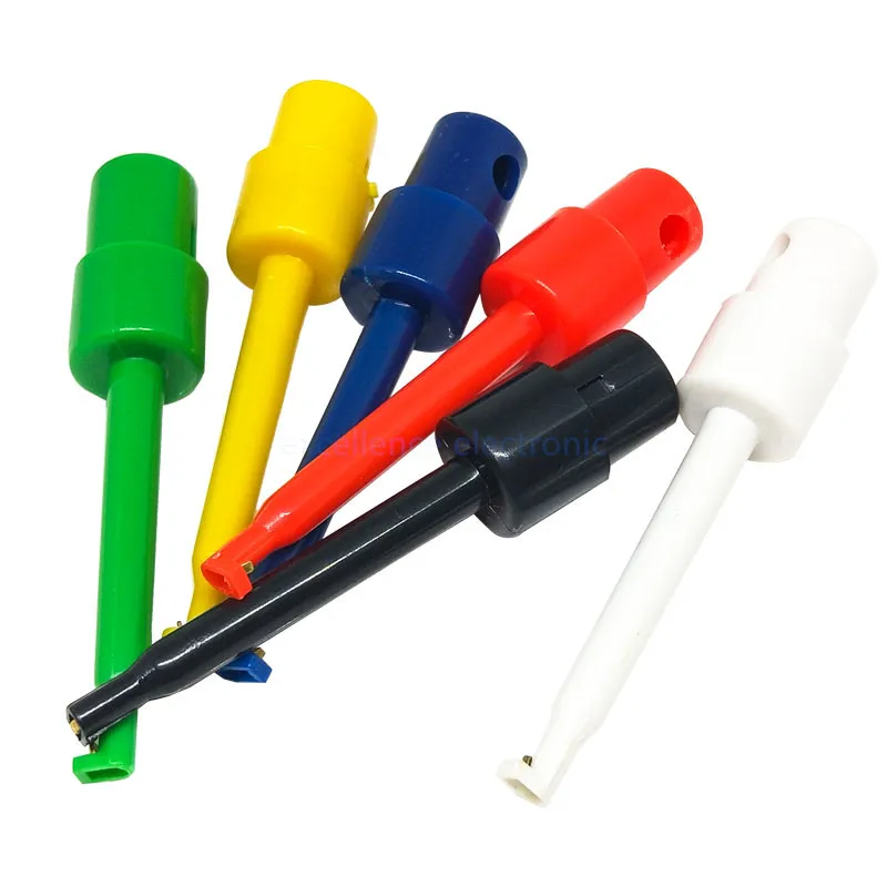 10Pcs Large / Small Test Hook Clip Test Probe for Electronic Testing IC Grabber Round Crocodile Clip Hook Test Clip Color Mix