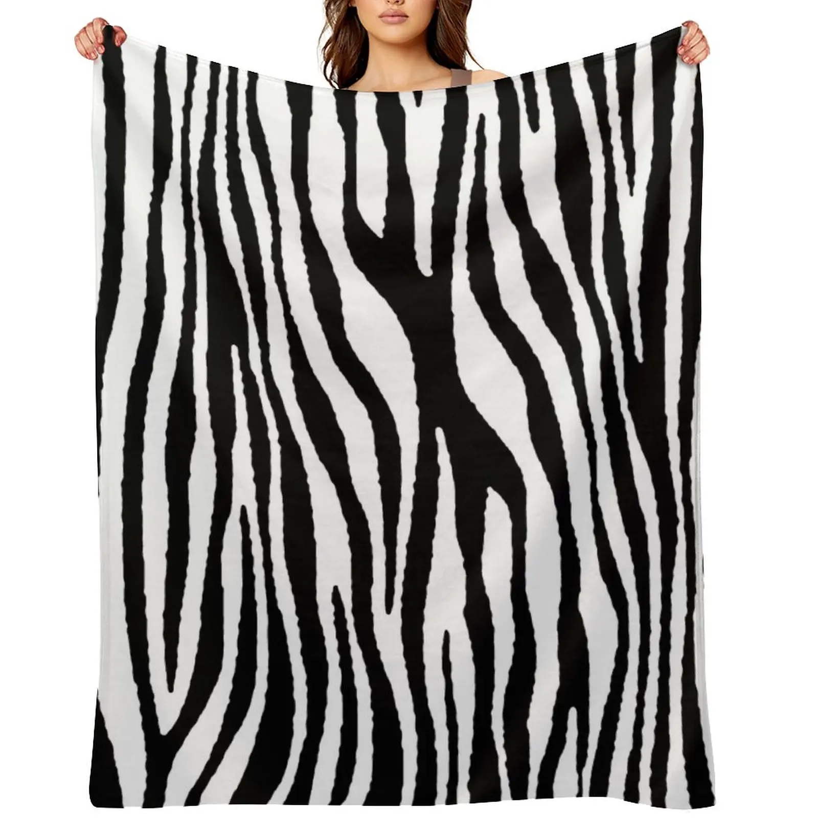 

Zebra Pattern Camouflage Black and White v2 Throw Blanket Luxury Brand Nap Sofa Thermals For Travel Blankets