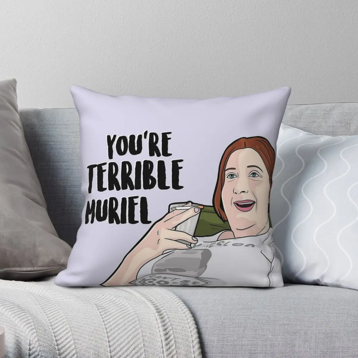 You're Terrible Muriel-funda de almohada cuadrada de boda, poliéster, lino, terciopelo, estampado, decoración con cremallera, funda de almohada, funda de cojín para cama