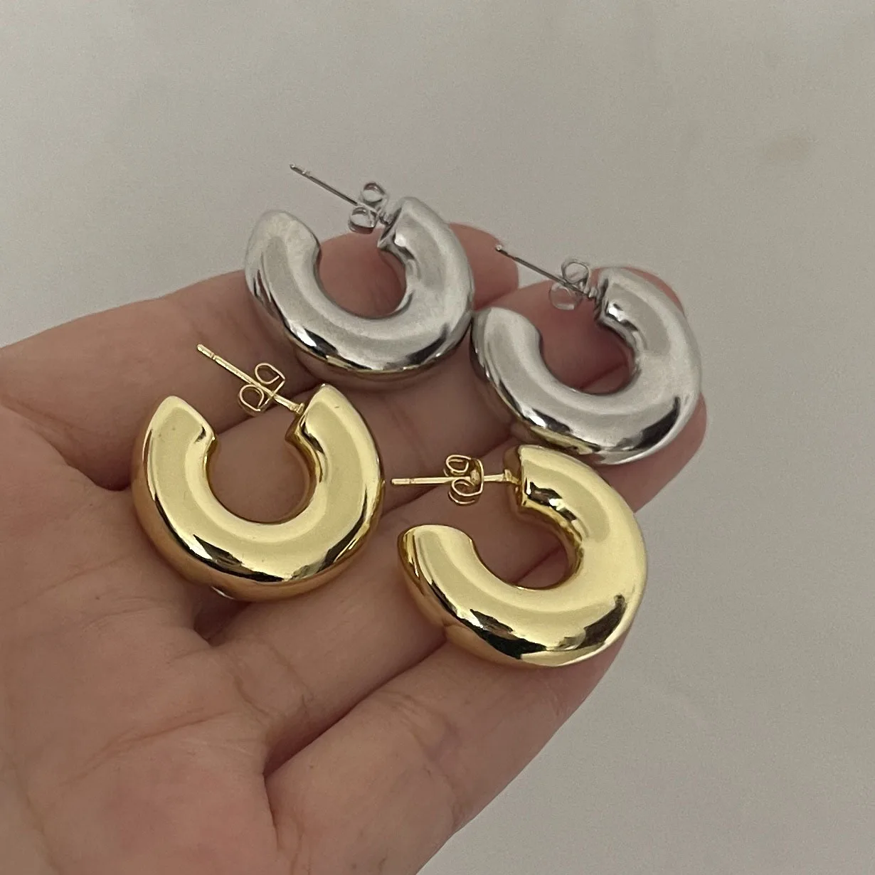 925 Sterling Silver Earrings For Women Trendy Simple Heavy Circle Earring Jewelry Prevent Allergy Party Christmas Accessories