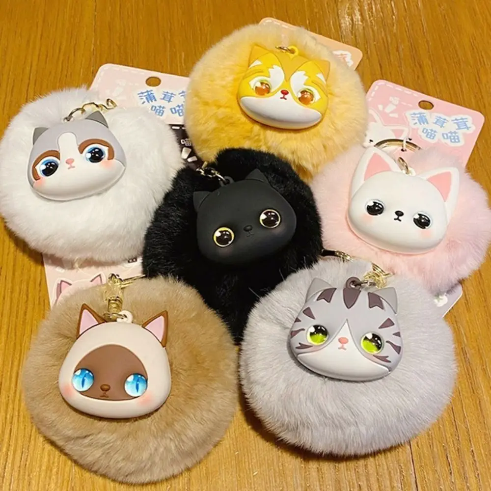 

Long Mane Cat Plush Pendant Big Ear Simulation Rabbit Fur Plush Cat Keychain Stuffed Soft Cute Animal Keychain
