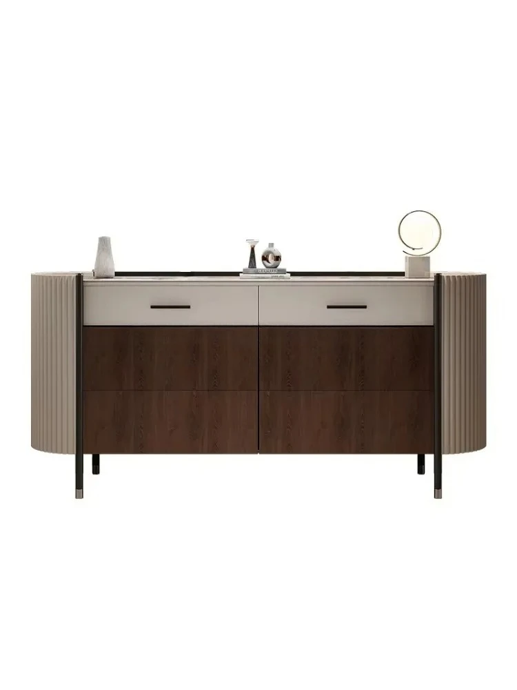 

Solid wood bucket cabinet light luxury modern mystery cabinet Italian rock slab six pumping storage side cabinet