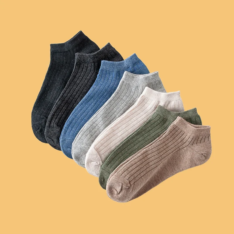 7/14 Pairs Men's Comfortable Boat Socks Bamboo Fiber Shallow Mouth Invisible Socks Short Tube Massage Bottom Men's Cotton Socks