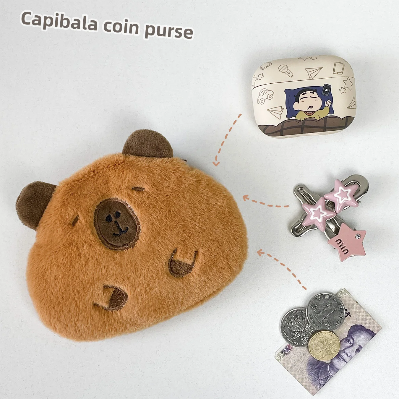 Cute capybara plush coin purse capibala storage bag doll red envelope girlfriend data pack ornament couple gifts