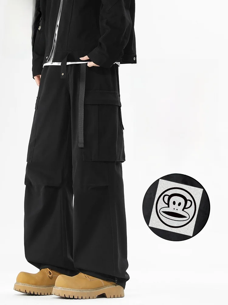 

Мужские рабочие брюки PaulFrank American Sle, свободные прямые брюки с широкими штанинами, хлопковые брюки, осенние модные повседневные брюки