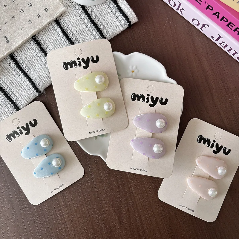 Premium Fabric Polka Dot Hair Clip for Little Girls Sweet Fresh Side Bang Holder for Kids Spring Summer Daily