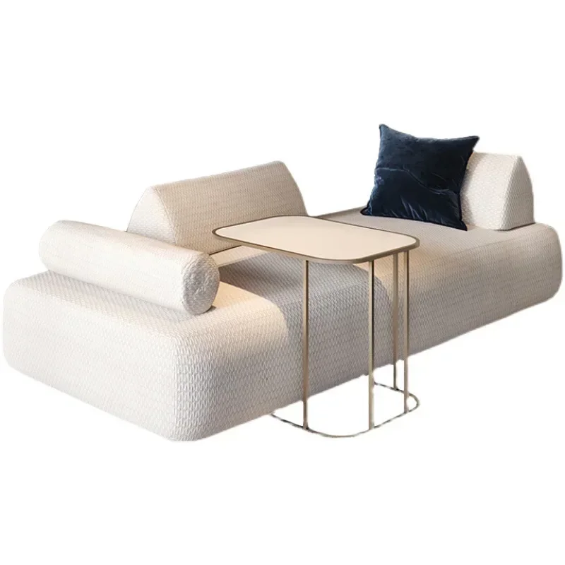 Nordic light luxury minimalist fabric princess bed front and tail sofa bedroom bedside stool simple
