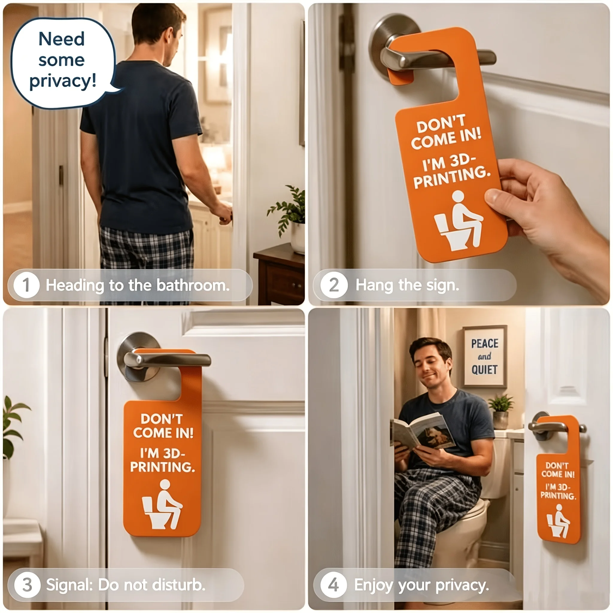 Novelty 3d Printed Dont Come In Im 3d Printing Door Handle Sign Funny Prank Bathroom Toilet Decor 5 Colors Available Joke Gift