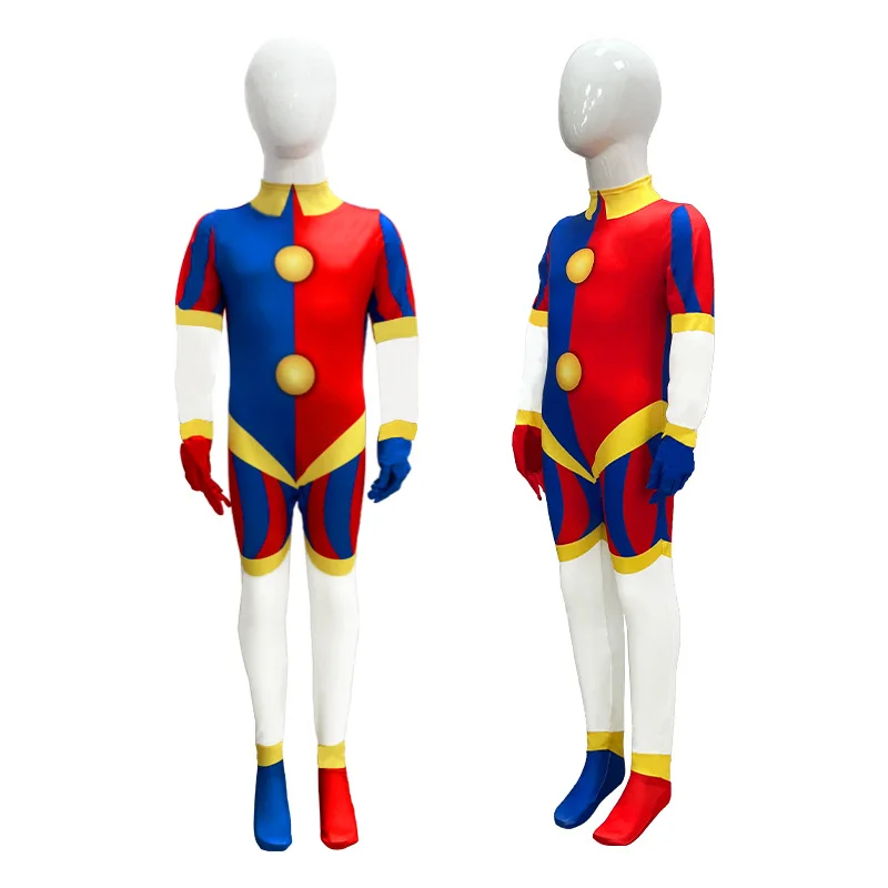 Pomni Cosplay The Amazing Digital Circus Cartoon Costume for Kids Clown Jumpsuit Child Adult Halloween Christmas Party Clothes