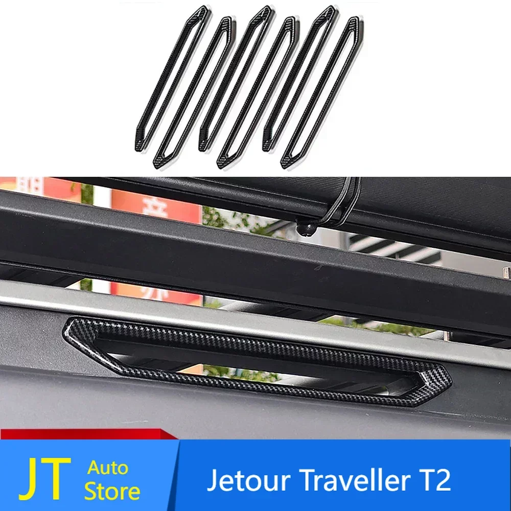 

For cherry Jetour Traveller 2023 2024 Jetour T2 Carbon Fiber Style Roof Iuggage Rack Decorative Strip Plate Cover