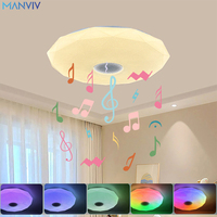 MANVIV Modern Ceiling Lamps RGB Dimming TUYA Bluetooth Music Light Diamond lace Ceiling Lamp With Remote Control AC220V 36W Room