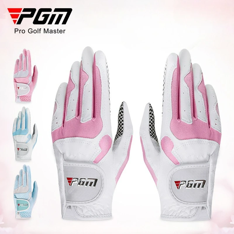 

PGM Golf Gloves Breathable Women's Golf Microfiber Cloth Gloves with Non-slip Particles St018